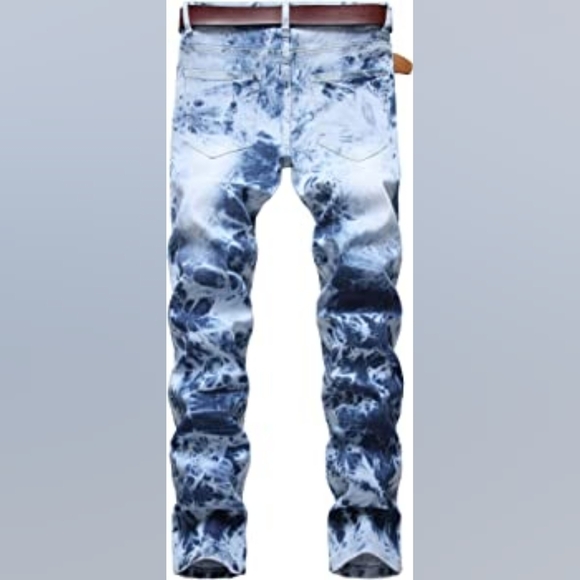 New Mens Painted Designer Slim Fit Jeans Multiple Sizes - Picture 2 of 4